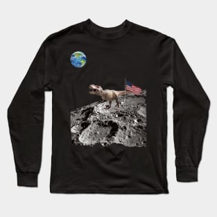 Giant T-rex on Moon Long Sleeve T-Shirt